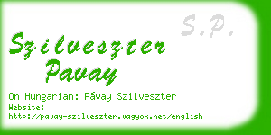 szilveszter pavay business card