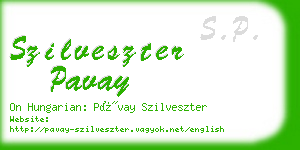 szilveszter pavay business card